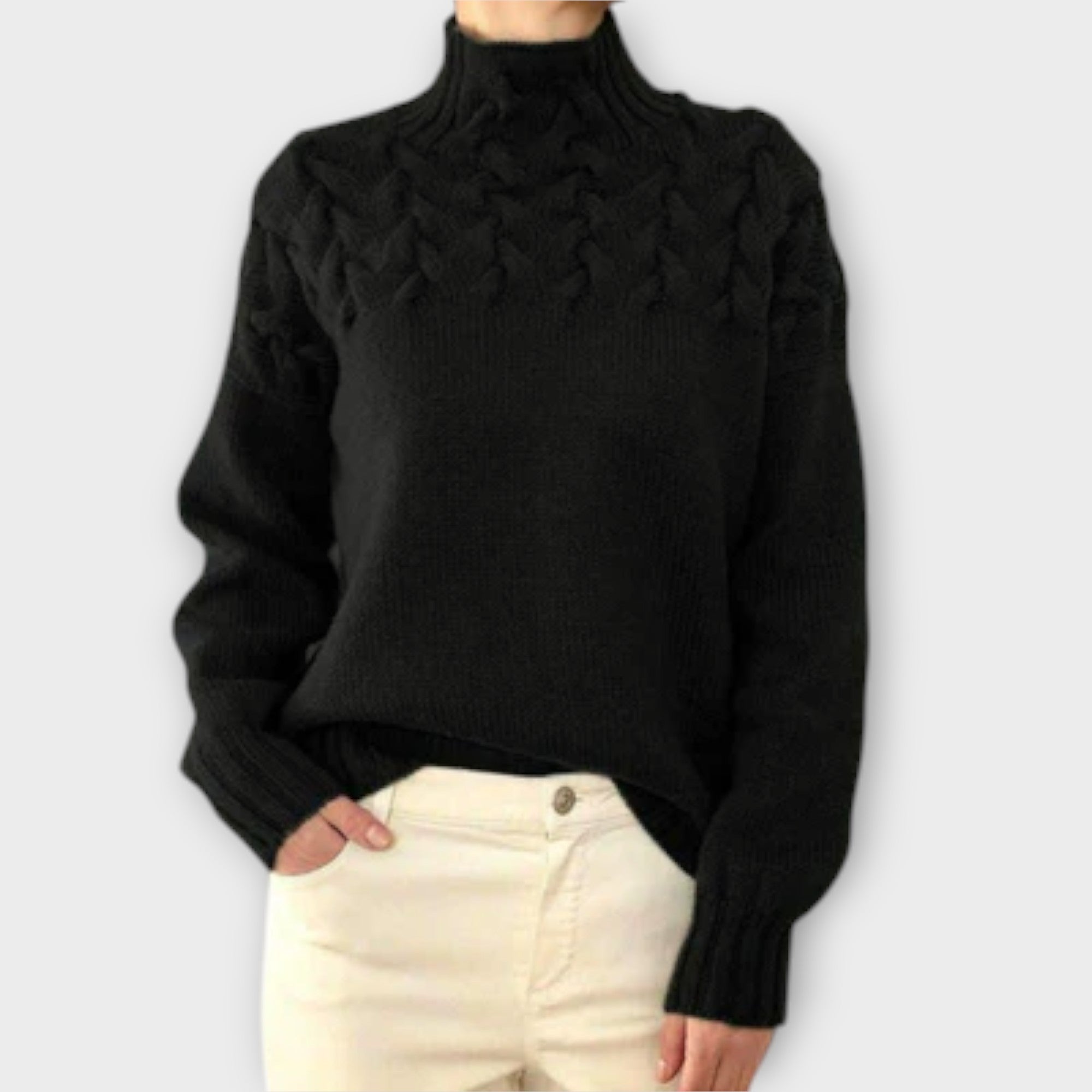 Eva - Damski sweter z detalicznym wzorem warkocza