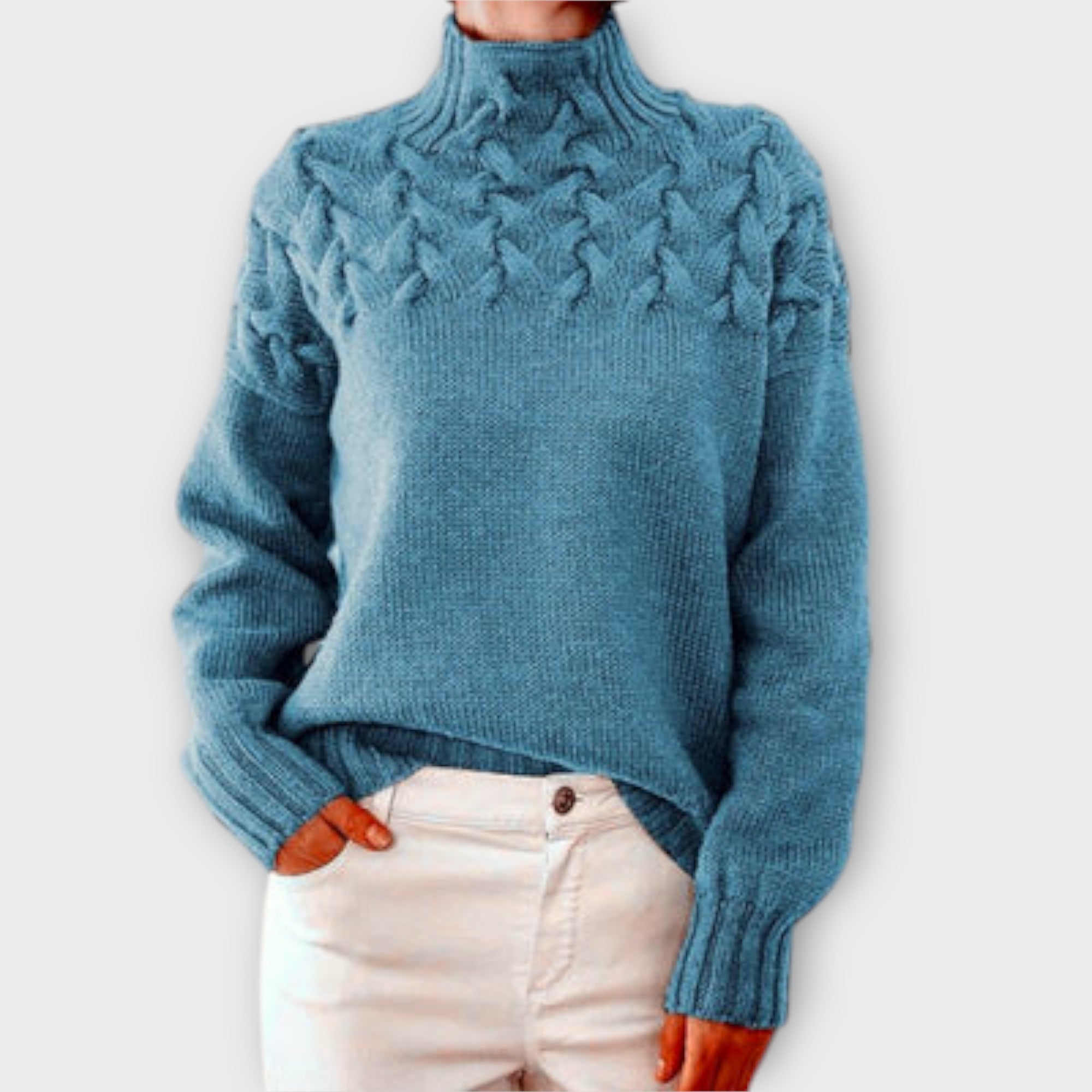 Eva - Damski sweter z detalicznym wzorem warkocza